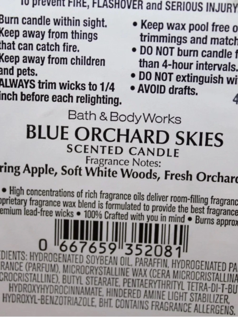 NEW! Bath & Body Works Blue Orchard Skies 3-Wick Candle w Metal Lid